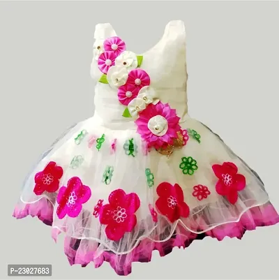 Adorable Pink Net Party Wear Fit And Flare Dress For Girls