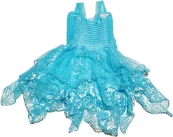 Adorable Blue Net Party Wear Fit And Flare Dress For Girls-thumb1