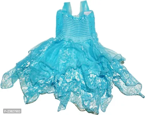 Adorable Blue Net Party Wear Fit And Flare Dress For Girls-thumb2