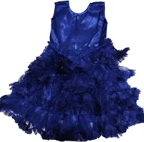 Adorable Blue Net Party Wear Fit And Flare Dress For Girls-thumb1