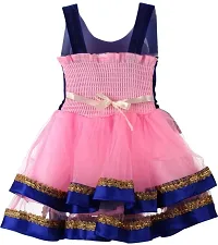 Adorable Pink Net Party Wear Fit And Flare Dress For Girls-thumb1