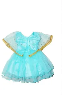 Adorable Blue Net Party Wear Fit And Flare Dress For Girls-thumb1