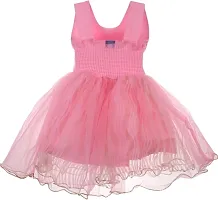 Adorable Pink Net Party Wear Fit And Flare Dress For Girls-thumb1