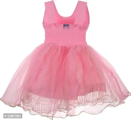 Adorable Pink Net Party Wear Fit And Flare Dress For Girls-thumb2