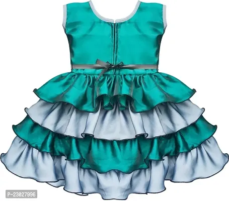 Adorable Green Net Party Wear Fit And Flare Dress For Girls-thumb2