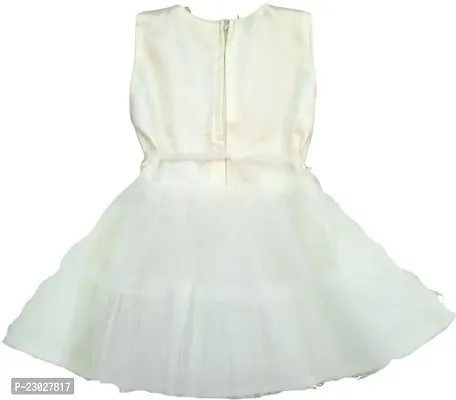 Adorable White Net Party Wear Fit And Flare Dress For Girls-thumb2