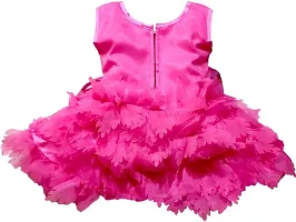 Adorable Pink Net Party Wear Fit And Flare Dress For Girls-thumb1