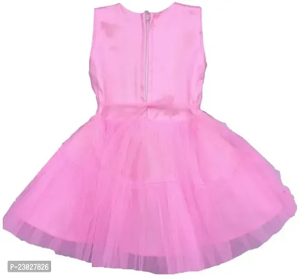 Adorable Pink Net Party Wear Fit And Flare Dress For Girls-thumb2