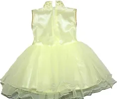 Adorable Beige Net Party Wear Fit And Flare Dress For Girls-thumb1