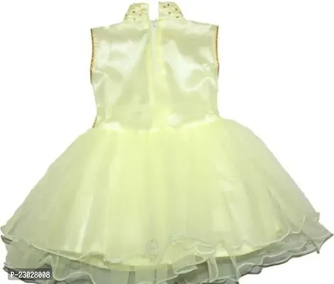 Adorable Beige Net Party Wear Fit And Flare Dress For Girls-thumb2