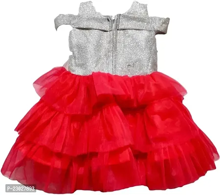 Adorable Red Net Party Wear Fit And Flare Dress For Girls-thumb2