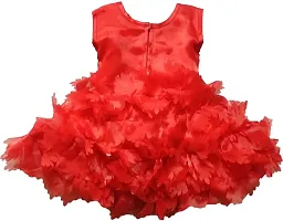 Adorable Red Net Party Wear Fit And Flare Dress For Girls-thumb1