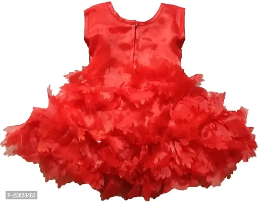 Adorable Red Net Party Wear Fit And Flare Dress For Girls-thumb2