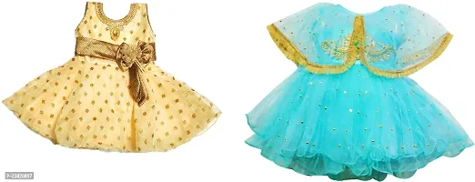 Adorable Blue Net Party Wear Fit And Flare Dress For Girls