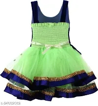 Adorable Green Net Party Wear Fit And Flare Dress For Girls-thumb1