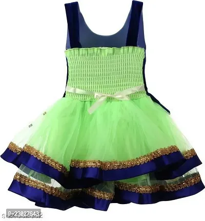 Adorable Green Net Party Wear Fit And Flare Dress For Girls-thumb2