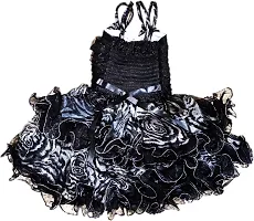 Adorable Black Net Party Wear Fit And Flare Dress For Girls-thumb1