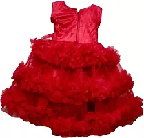 Adorable Red Net Party Wear Fit And Flare Dress For Girls-thumb1