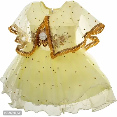 Adorable Yellow Net Party Wear Fit And Flare Dress For Girls-thumb2