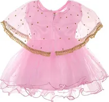 Adorable Pink Net Party Wear Fit And Flare Dress For Girls-thumb1