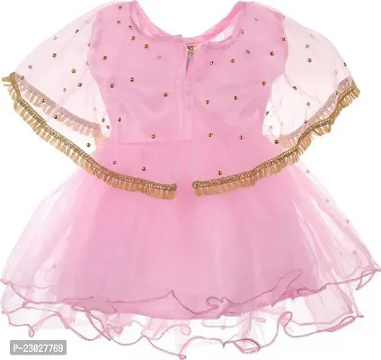 Adorable Pink Net Party Wear Fit And Flare Dress For Girls-thumb2