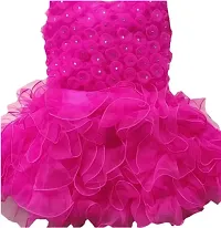 Adorable Pink Net Party Wear Fit And Flare Dress For Girls-thumb1