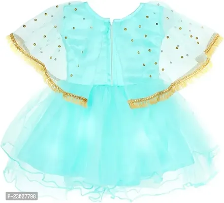 Adorable Blue Net Party Wear Fit And Flare Dress For Girls-thumb2