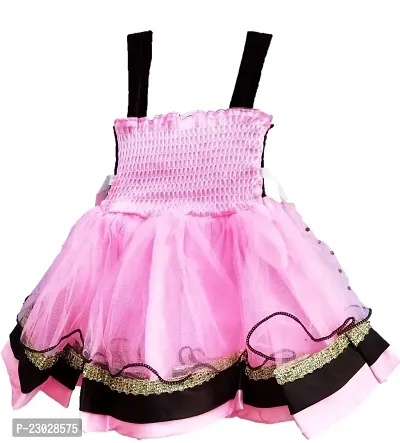 Adorable Pink Net Party Wear Fit And Flare Dress For Girls-thumb2