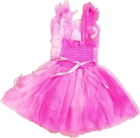 Adorable Pink Net Party Wear Fit And Flare Dress For Girls-thumb1