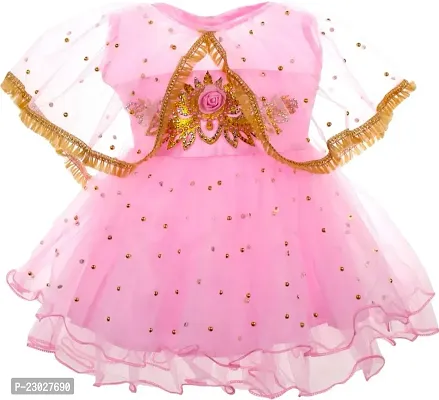 Adorable Pink Net Party Wear Fit And Flare Dress For Girls