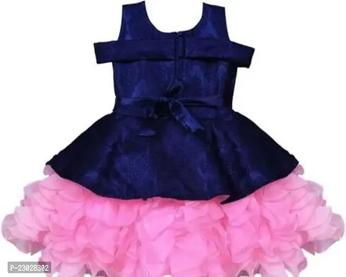 Adorable Pink Net Party Wear Fit And Flare Dress For Girls-thumb2