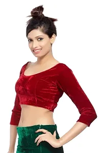 Carrel Velvet Long cholis Saree Blouse (AGSPL3083BL02DARKREDXL_Red_X-Large)-thumb2