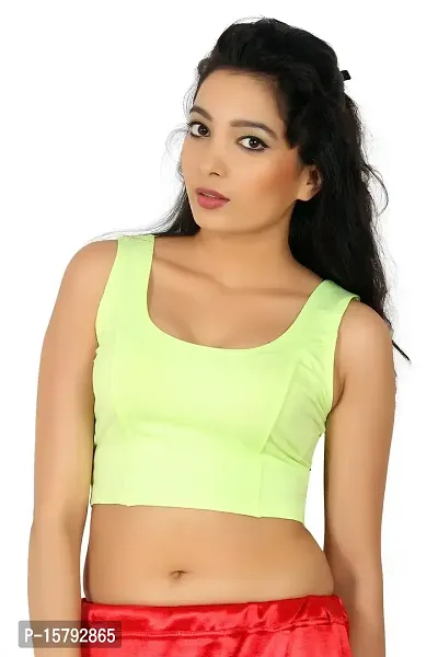 Louis Fashion Lycra Fabric Women Blouse (AGSPL-3220-VEX-BL-01-CHARTREUSE-L)