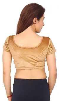 Carrel Women's Velvet Fabric Saree Blouse (2057-Bl-Dgold-L_Dark Gold_Large)-thumb2