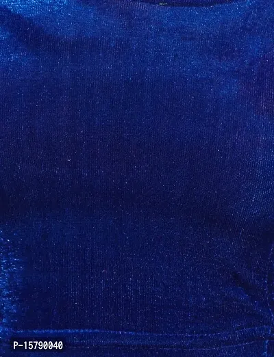 Carrel Women's Velvet Solid Half Sleeve Saree Blouse (AGSPL3083BL02BLUEL_Blue_Large_Blue_L)-thumb5