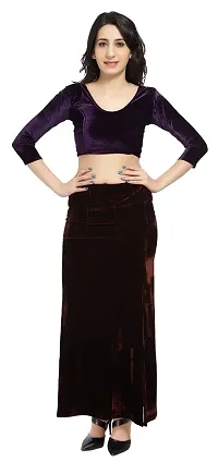 Carrel Women Velvet Fabric U-Neck 3/4 Sleeves Plain Blouse (purple,XL)-thumb1