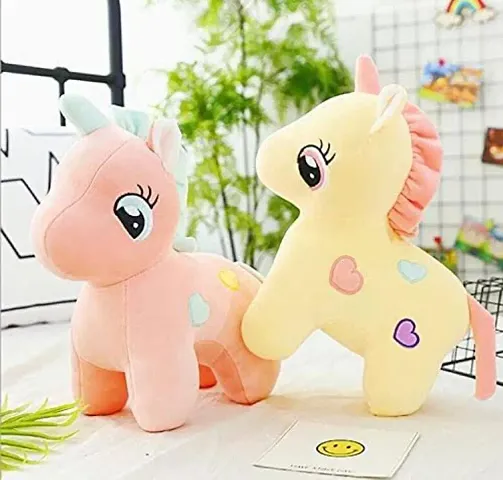 SHASHIKIRAN? Soft Toys Unicorn | Toy for Baby Girl Boy | Horse Toys for Kids Playing | Birthday Gifts for Boys and Girls | (30 Cms, Stuffed Animal Yellow, and PinkSmooth Cushion Material)(Set of 2)