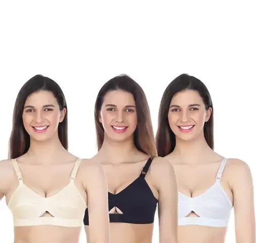 Pack Of 3 Cotton Solid Bras