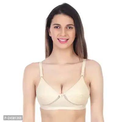 Stylish Beige Cotton Solid Bras For Women-thumb0