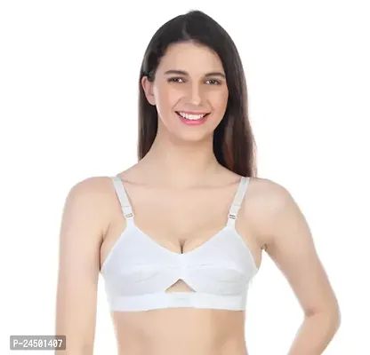 Stylish White Cotton Solid Bras For Women-thumb0