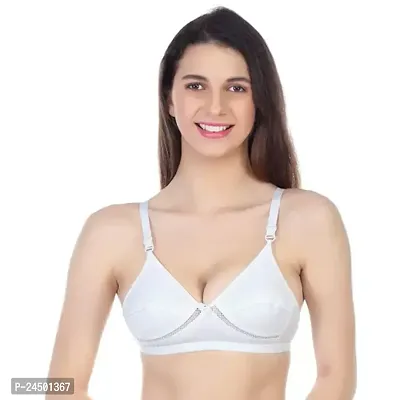 Stylish White Cotton Solid Bras For Women-thumb0