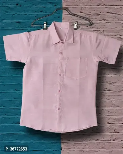 Reliable Pink Cotton Solid Short Sleeves Casual Shirts For Men-thumb0