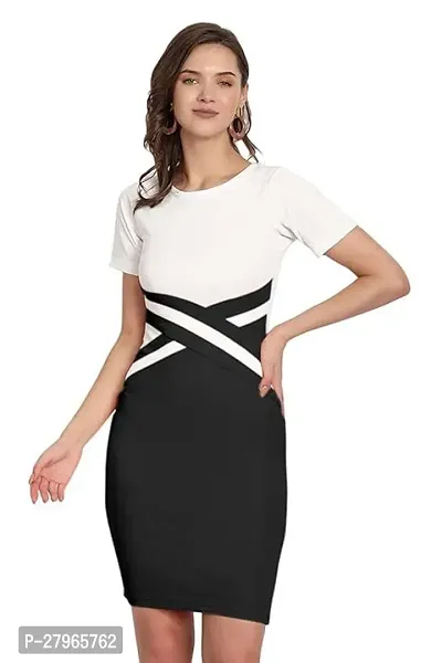 Classic  Polyester Spandex, Half Sleeve Round Neck Body Cone Dress-thumb0