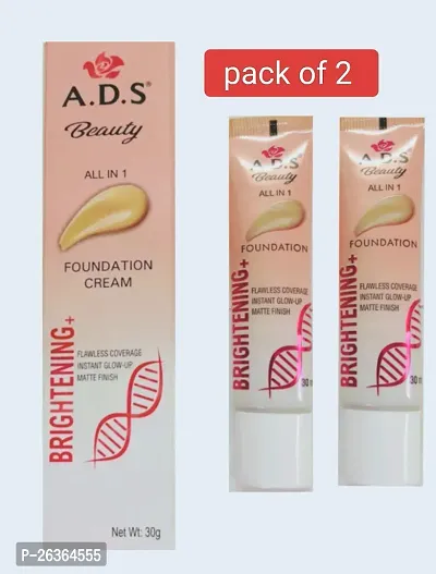 A.D.S  BEAUTY ALL IN 1 FOUNDATION CREAM BRIGHTENING + FLAWLESS COVERTAGE INSTANT GLOW-UP MATTE FINISH COMBO (PACK OF 2)