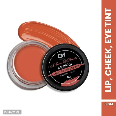 Co-Beauty Multipot Tint for Lips, Cheeks  Eyelids | Super Moisturizing  Nourishing, Creamy Matte Finish | 100% Vegan, Non-Toxic, Natural Blush with Almond Oil - Burnt Orange (Secret of Beauty)