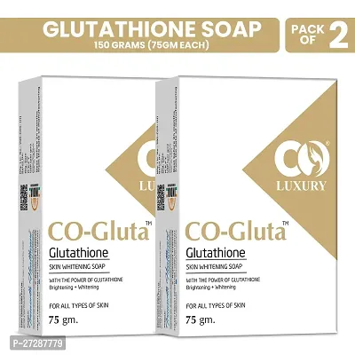 CO LUXURY Glutathione Skin Brightening Soap with Kojic Acid and Vitamin C  E | For Pigmentation,Dark Spot  Melasma (75 X 2) (Pack of 2)