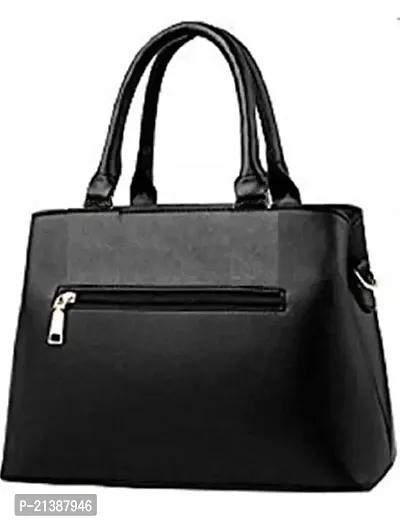 Stylish Black PU Solid Handbag For Women-thumb0