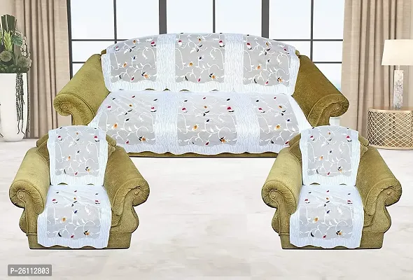 Fancy Beautiful Design 5 Seater Sofa And Chair Cover Set Of 6 Pieces White 5 Seater-thumb0