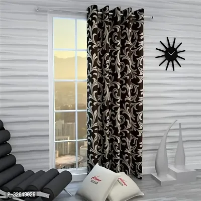 Stylish Multicoloured Polyester Eyelet Fitting Curtain-thumb0