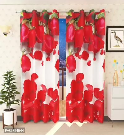 LUXURY CRAFTS Eyelet Digital Rose Printed Polyester Door Curtain (4x7 feet) (Multicolor)- Pack of 1-thumb0